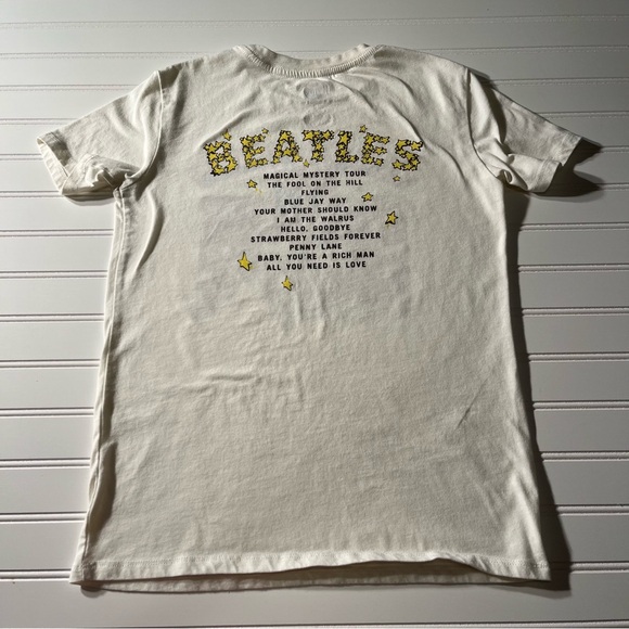 Beatles Magical Mystery Tour Graphic Tee XS Off-White Retro Band Shirt - Picture 4 of 7